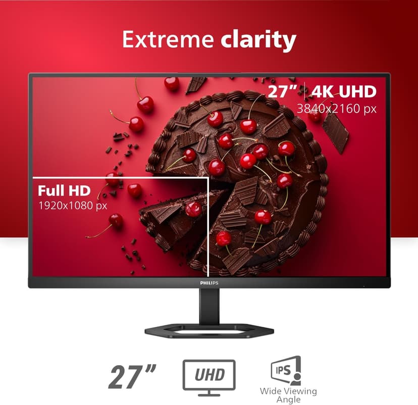 Philips 27E1N5900R 27inch 4K UHD (3840 x 2160) IPS Monitor, HDR 400, VESA, HDMI x1, VGA x1, USB-C x1, Adaptive Sync, 4 Year Advance Replacement Warranty