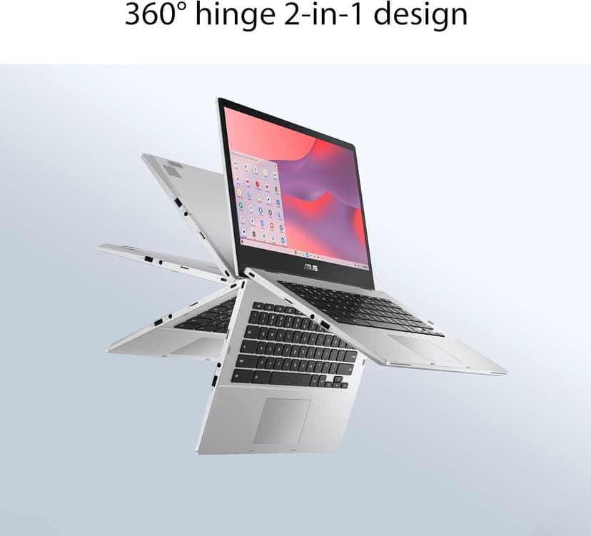ASUS Chromebook Flip CX1 Convertible Laptop, 14" FHD NanoEdge 360-degree Touchscreen, Intel Celeron N4500 Processor, 128GB eMMC Storage, 8GB RAM, ChromeOS, Transparent Silver, CX1400FKA-AS88FT