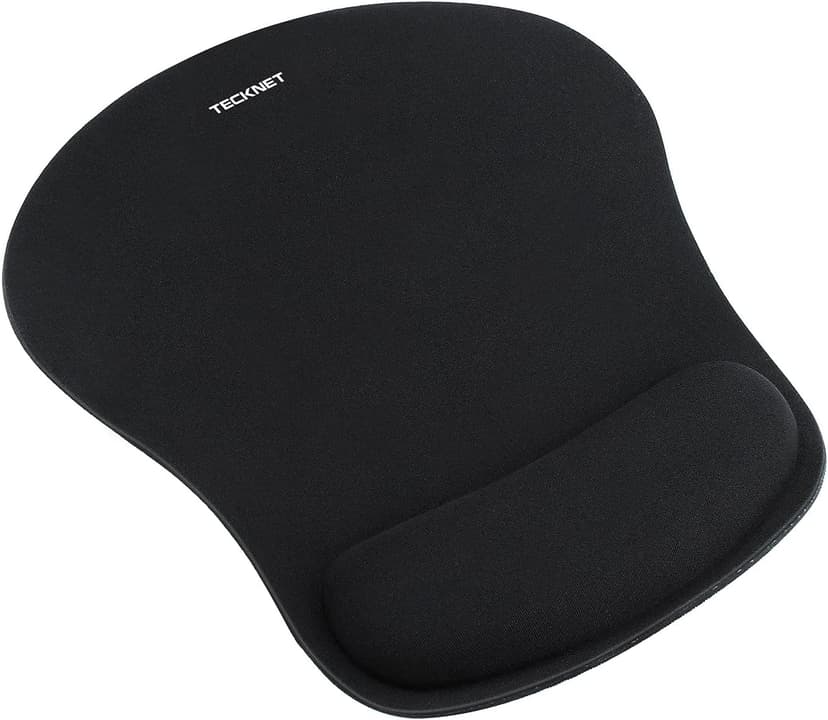 TECKNET Mouse Pad with Wrist Support, Ergonomic Gaming Mouse Pad Pain Relief, Portable Comfortable Mousepad for Computer, Laptop, Office, Home and Travel, Non-Slip Base, Waterproof Surface, Black