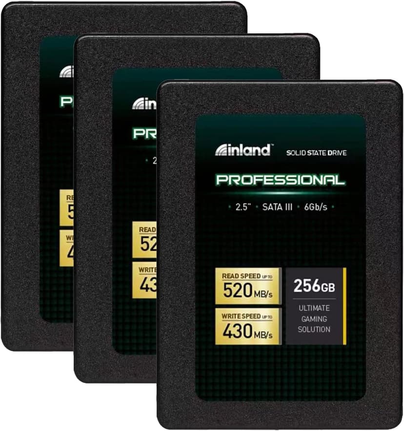 INLAND Professional 3 Pack 256GB SSD SATA III 6Gb/s 2.5" 7mm TLC 3D NAND Internal Solid State Drive (3x256GB)