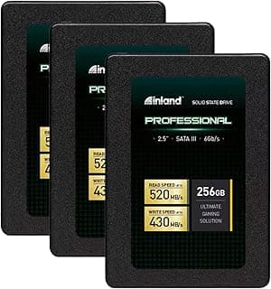 INLAND Professional 3 Pack 256GB SSD SATA III 6Gb/s 2.5" 7mm TLC 3D NAND Internal Solid State Drive (3x256GB)