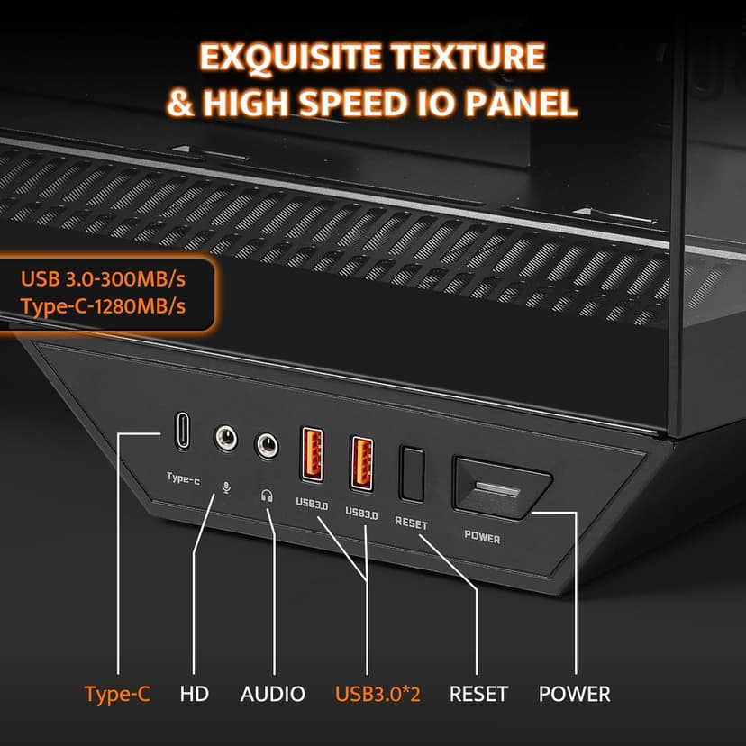 darkFlash Full-Tower ATX Gaming PC Case, Back Plug-in Motherboard, Dual-Chamber, Panoramic Glass, Up to 2 x 360mm Radiators, RTX 40 Compatible(DY470) (4 PWM ARGB Fans, Black)