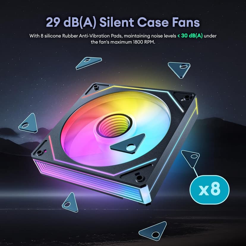 6 Pack RGB Fans, Infinity Mirror, Cable Connector 3 Pin 5V Addressable RGB Fans with Controller (Not Daisy Chain), PWM PC Fan 1800 RPM, 52.4 CFM, Infinity Series