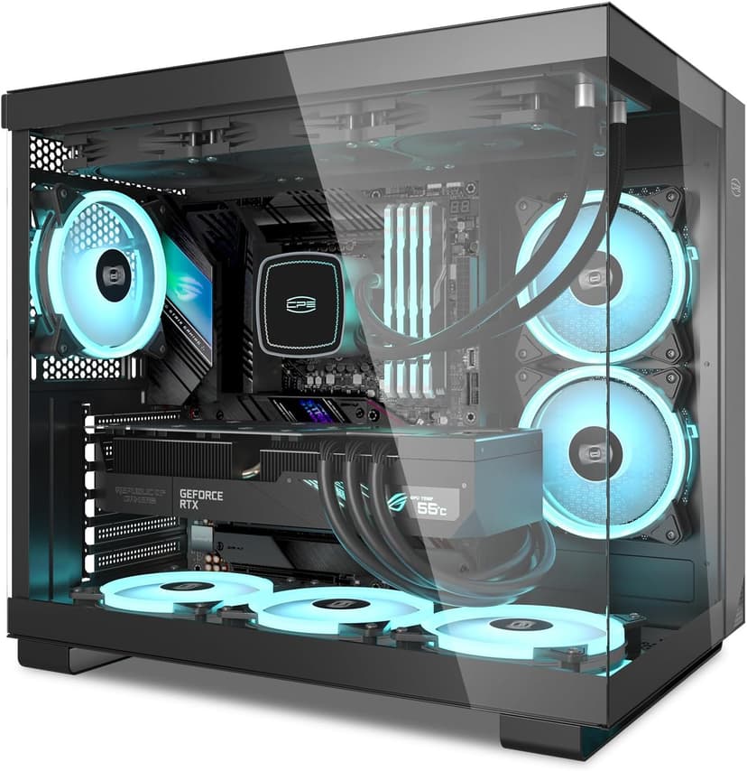 PCCOOLER C3T500 ARGB PC Case Mid Tower Desktop Computer Gaming Superior Case for ATX/M-ATX/ITX with 6 ARGB Case Fans,Column-Free Design,360MM Radiator&400MM GPU Support,Easy Installation (Black)