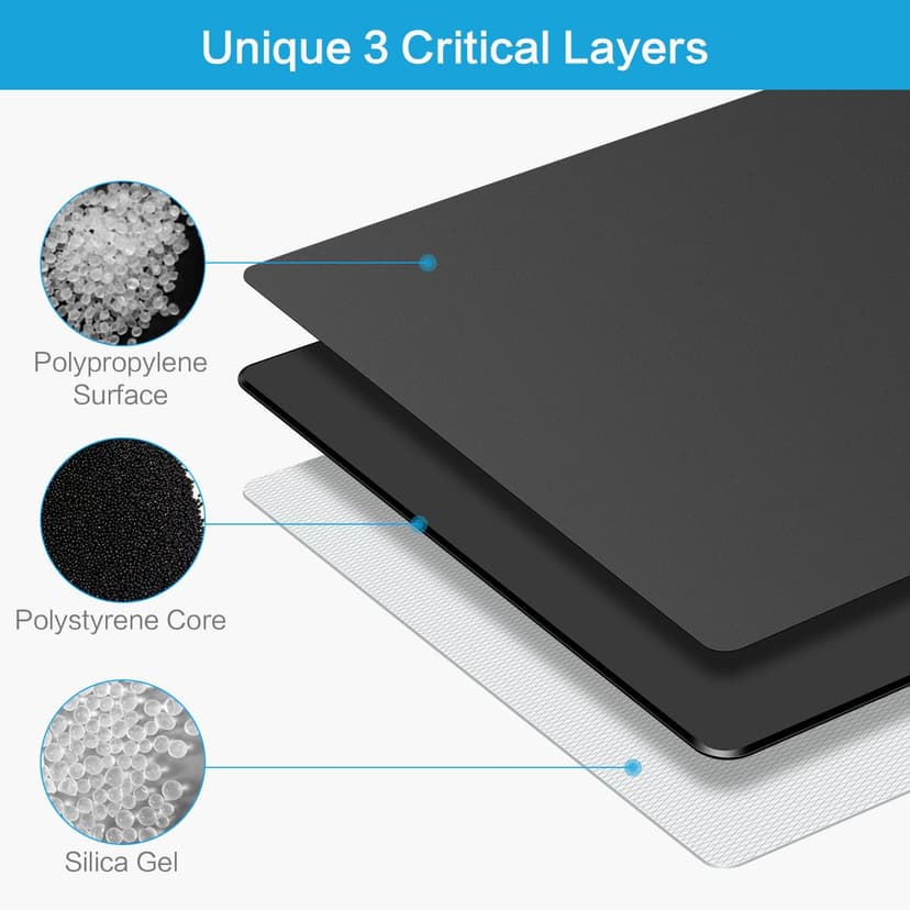 Hard Mouse Pad,Unique 3 Layers Mouse Pad with Plastic Surface,Compatible with High DPI Mice Quick Gestures Enhance Precision for Gaming and Office-Large (11.6"x9.5") Black (Black - 1 pc)