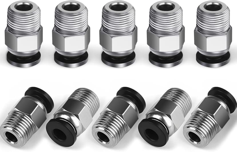 10PCS Premium PC4-M10 Pneumatic Quick Connector Fittings, Bowden Tube Coupler Male Straight PTFE Tube Push for E3D-V6, Bowden Extruder Parts Compatible with Ender-3 and Ender-3 V2 3D Printer