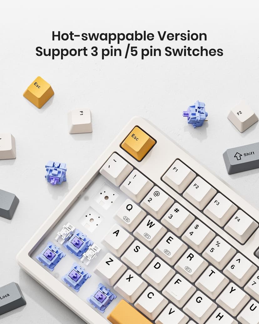 Wireless Mechanical Keyboard,Gasket Mounted with Creamy Sound,Bluetooth/2.4GHz/USB-C,Custom Hot Swappable,RGB Backlit,75% Compact Layout for Gaming/Typing/Win/Mac/PC (Retro Beige,Linear Switch)