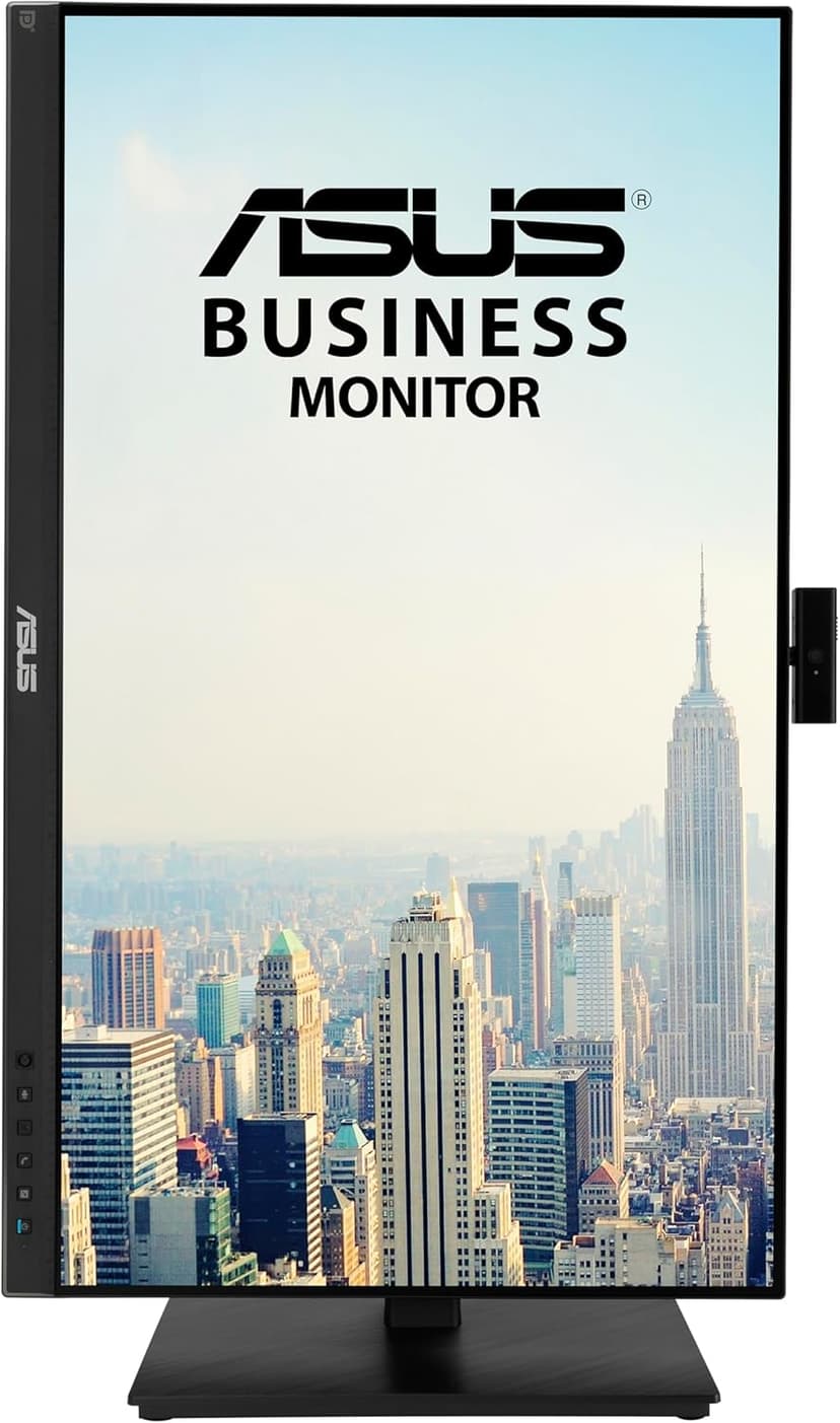 ASUS 27” 1080P Video Conference Monitor (BE279QSK) - Full HD, IPS, Built-in Adjustable 2MP Webcam, Mic Array, Speakers, Eye Care, Wall Mountable, Frameless, HDMI, DisplayPort, VGA, Height Adjustable