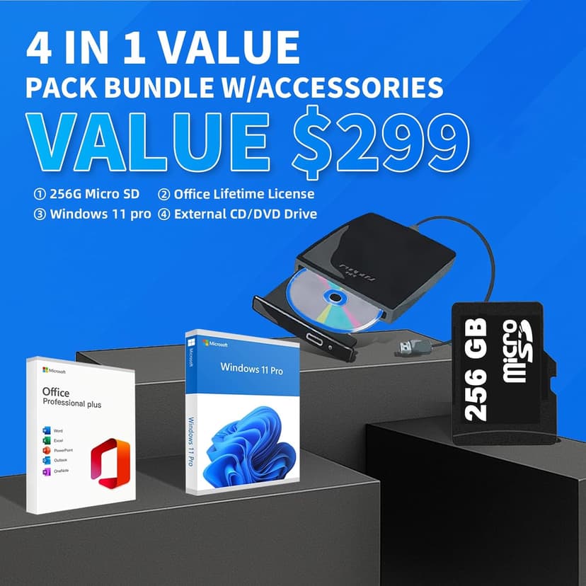 HP 14 Business Student Laptop • w/Office Lifetime License & Free DVD Drive • Intel 4-Core CPU • 14" Anti-Glare Display • Copilot • Win 11 Pro • 16GB RAM • 128GB UFS • 256GB Extend Micro SD • Wi-Fi 6