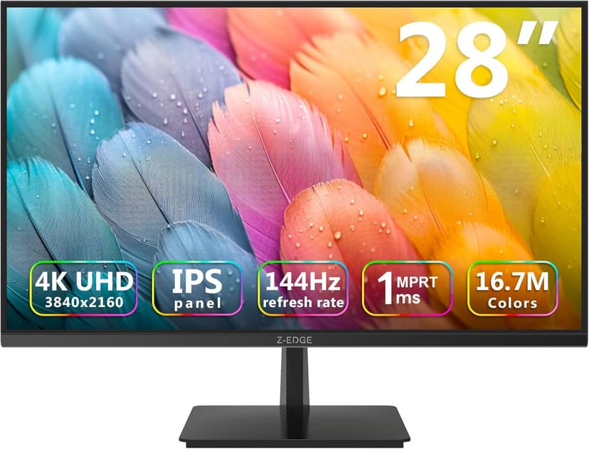 4K Monitor, Z-Edge 28 inch IPS Monitor, UHD 3840x2160 IPS Computer Monitor, 300 cd/m², 144Hz Refresh Rate, 1ms MPRT Response Time, U28I4K Ultra-Thin Bezel