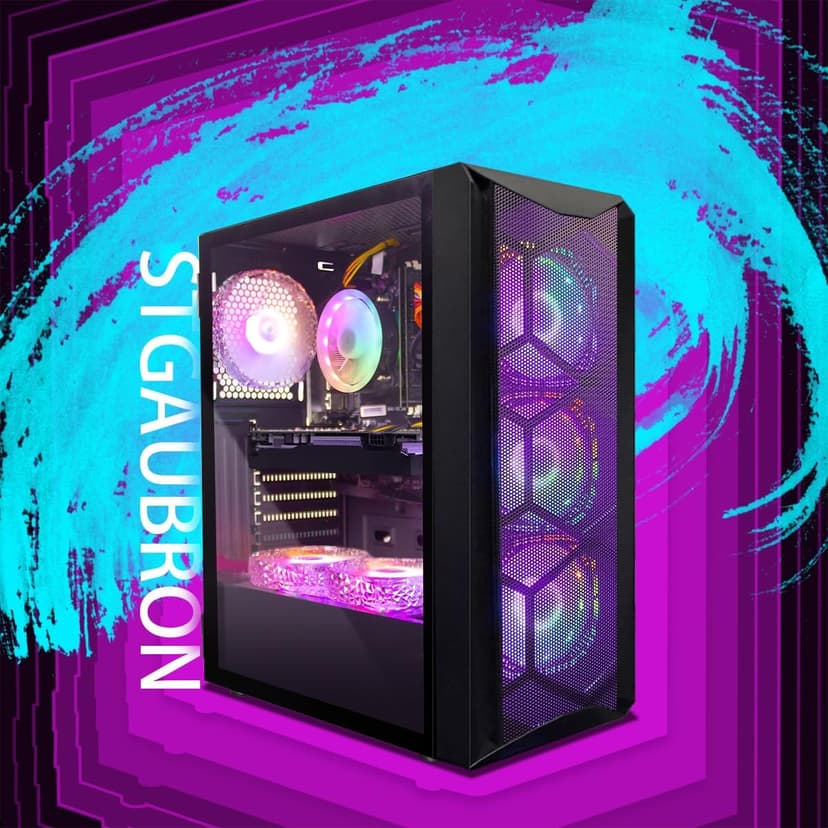 STGAubron Gaming PC Computer Desktop, Intel Core i7 8th Gen up to 4.1G, GeForce RTX 3050 6G, 16G DDR4, 512G SSD, WiFi 6, BT 5.2, RGB Fan x6, Windows 11 Home