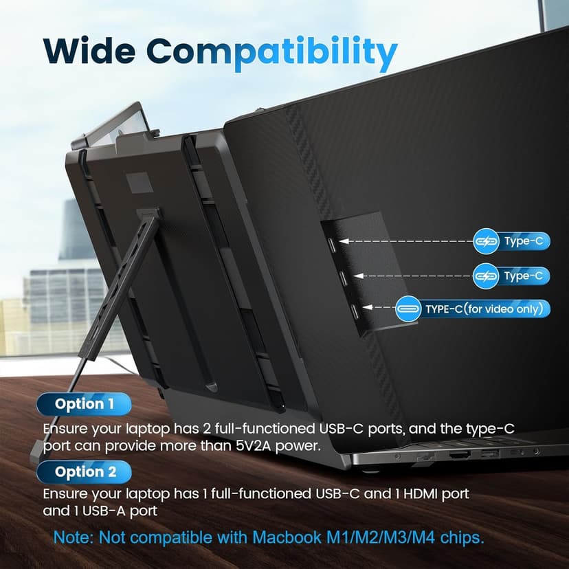 14" Laptop Screen Extender, FHD 1080P IPS Triple Portable Monitor for Laptop, HDMI/USB-A/Type-C Plug and Play for Windows, Mac, Android, Chrome, Switch & PS5, Work with 13.3”-17” Laptops