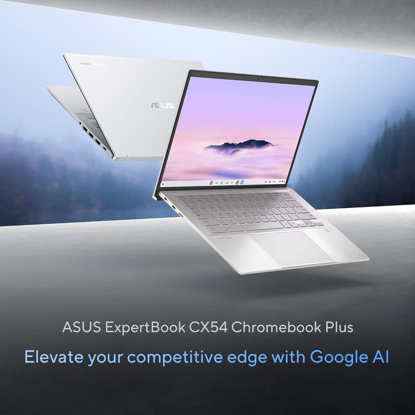 ASUS ExpertBook CX54 Chromebook Plus Laptop with Google AI, 14" 2560x1600 Display, Intel® Core™ Ultra 5 Processor, 8GB RAM, 128GB SSD, ChromeOS, Fog Silver, CX5403CMA-DB588