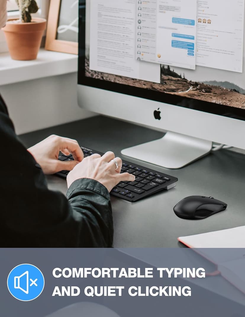 TECKNET Wireless Keyboard and Mouse Combo, Mini Cordless Computer Keyboard and Mouse Set 2.4GHz, Silent Adjustable 1600 DPI, Quiet Click, Lag-Free for Computer, Laptop, PC, Windows, Mac, Chrome OS