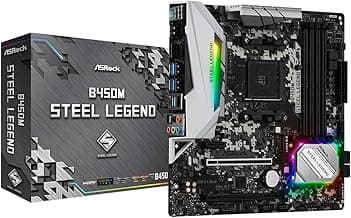 ASRock B450M STEEL LEGEND Socket AM4/ AMD Promontory B450/ DDR4/ Quad CrossFireX/ SATA3&USB3.1/ M.2/ A&GbE/ MicroATX Motherboard