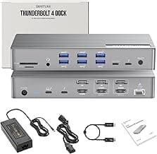 Thunderbolt 4 Dock with DisplayLink - USB-C/A MacBook Docking Station, Chrome, Windows 10/11 Compatible – 21 Ports, Dual/Triple/Quad/5 Monitor Support - 40Gbps, 150W Charging, 8K/4K Display