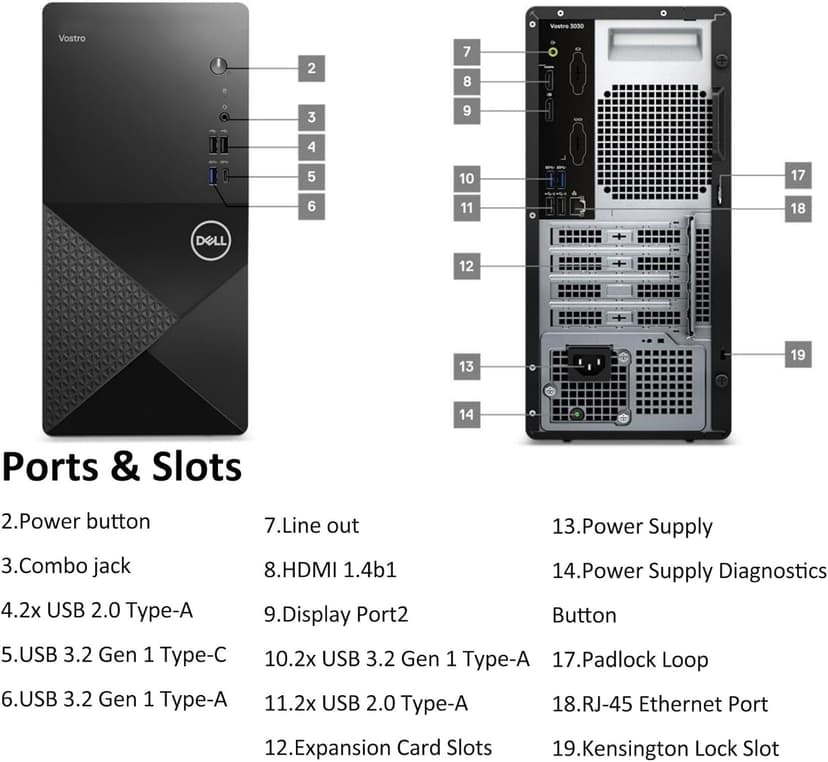 Dell Desktop Computers Tower PC for Home Business Student, 14th Gen Intel Core i3-14100 (Beat i5-12400), 32GB DDR5 RAM, 1TB PCIe SSD, WiFi 6, Bluetooth, Keyboard and Mouse, Windows 11 Pro