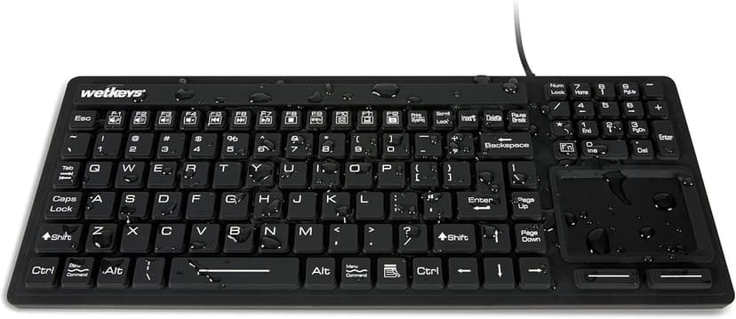 WetKeys "Touchpad Plus Professional-Grade Rigid Silicone Washable Keyboard with Touchpad (USB) (Black) | KBWKRC106T-BK