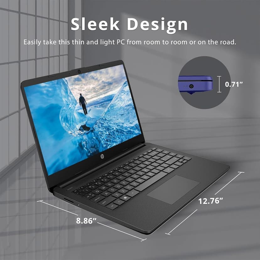HP 14 Laptop Touchscreen with Stylus Pen - Windows 11 - AMD Ryzen 3 5300U - Wireless-AC - USB C - Long Battery Life - Webcam - College School Students Laptop Small (16GB RAM |1TB SSD)