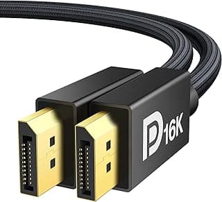 IVANKY 16K VESA Certified Displayport Cable 2.1, DP Cord [16K@60Hz,8K@120Hz,4K@240Hz], 80Gbps Display Port 2.1/2.0 Cable Support HDR10,HDCP,DSC 1.2a, Compatible Gaming Monitor, TV, Graphics(6.6ft)