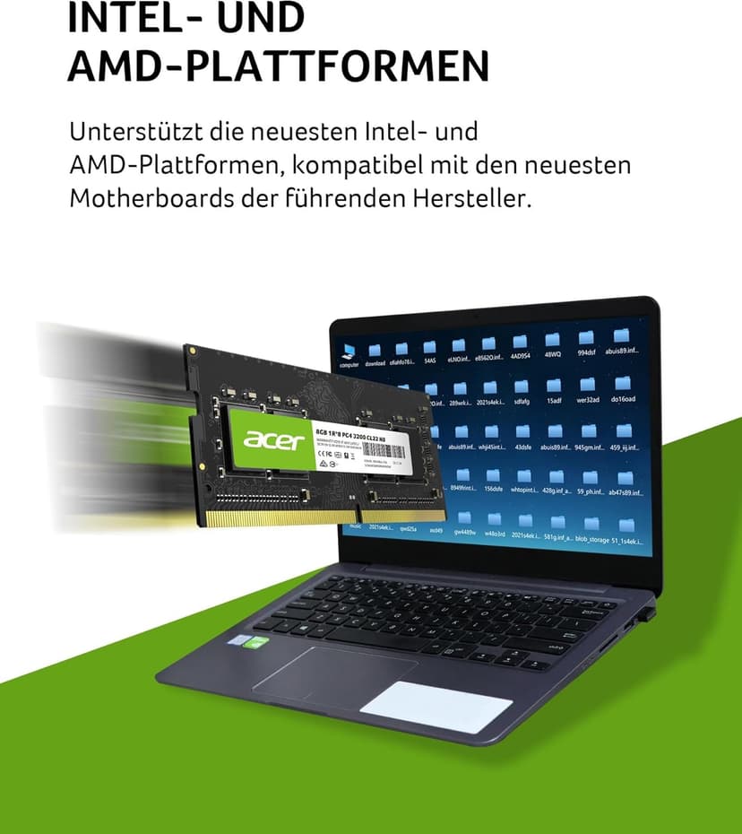 Acer SD100 8GB RAM DDR4 (1x8GB) Laptop Ram 3200 MHz SODIMM PC4-2500 CL22 Memory 1.2v - BL.9BWWA.206