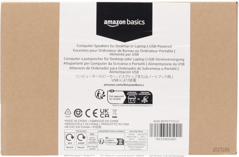 Amazon Basics USB-Powered Computer Speakers for Desktop or Laptop PC with Volume Control, Plug-N-Play, Black