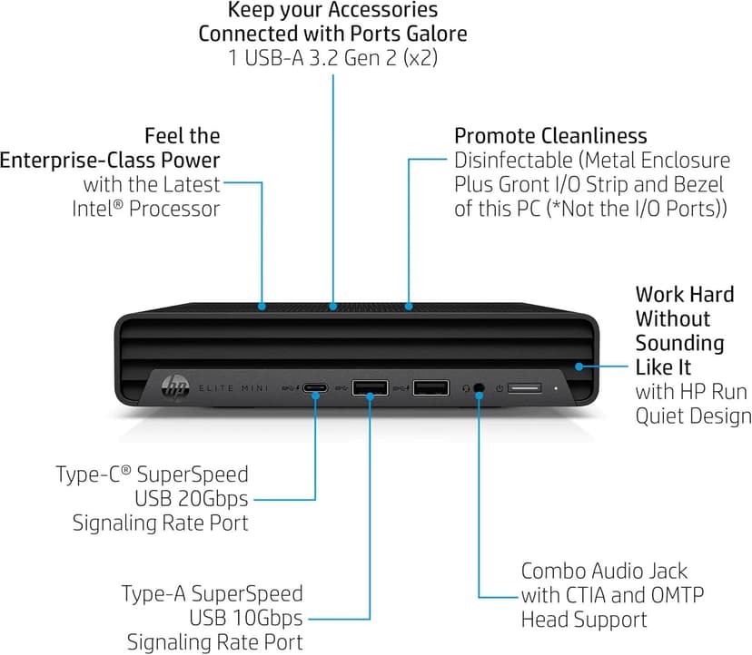 HP Elite Mini 800 G9 MFF Business Desktop Computer, 14th Gen Intel 24-Core i9-14900 up to 5.8GHz, 64GB DDR5 RAM, 4TB PCIe SSD, WiFi 6, RJ-45, DisplayPort, Type-C, HDMI, Windows 11 Pro, Vent-Hear