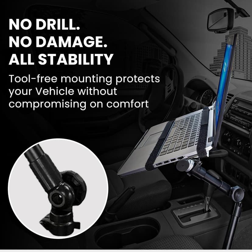 Mount-It! Car Laptop Mount | No-Drill Laptop Vehicle Mount for Truck & Van Use at Front Passenger Seat | Adjustable Height Fits 12-15.4 Inch Screens, 9 Lbs Capacity, Full Motion and Lockable Joints