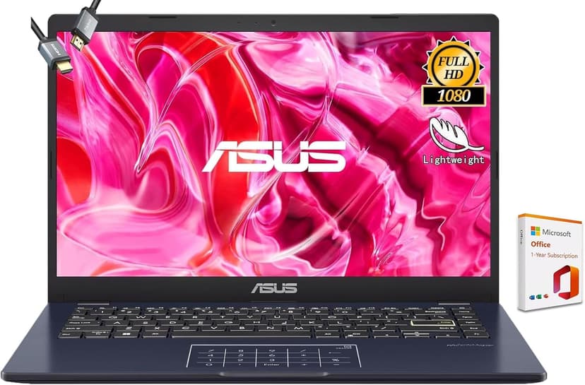 ASUS Vivobook Go 14” FHD Laptop, Intel Celeron N4500, 1-Year of Microsoft 365, Wi-Fi 5, USB Type-C, 10Hrs Battery Life, Windows 11 Home in S Mode, w/HDMI (4GB RAM | 128GB Storage)