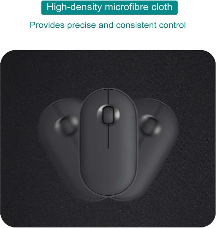 5 Pack Small Mouse Pad with Waterproof Surface, Basic Computer Mousepad for Desk, Compact Size 8.5 x 7 Inches, Non-Slip Rubber Base, Black