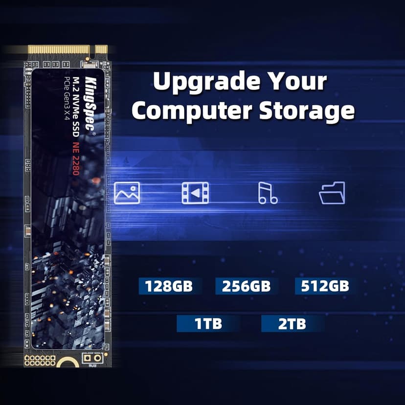 KingSpec SSD 1TB, M.2 NVMe Gen3x4 SSD 2280 - Up to 2400MB/s, Internal Solid State Drive with 3D NAND Flash, Compatible with Desktop and Laptop