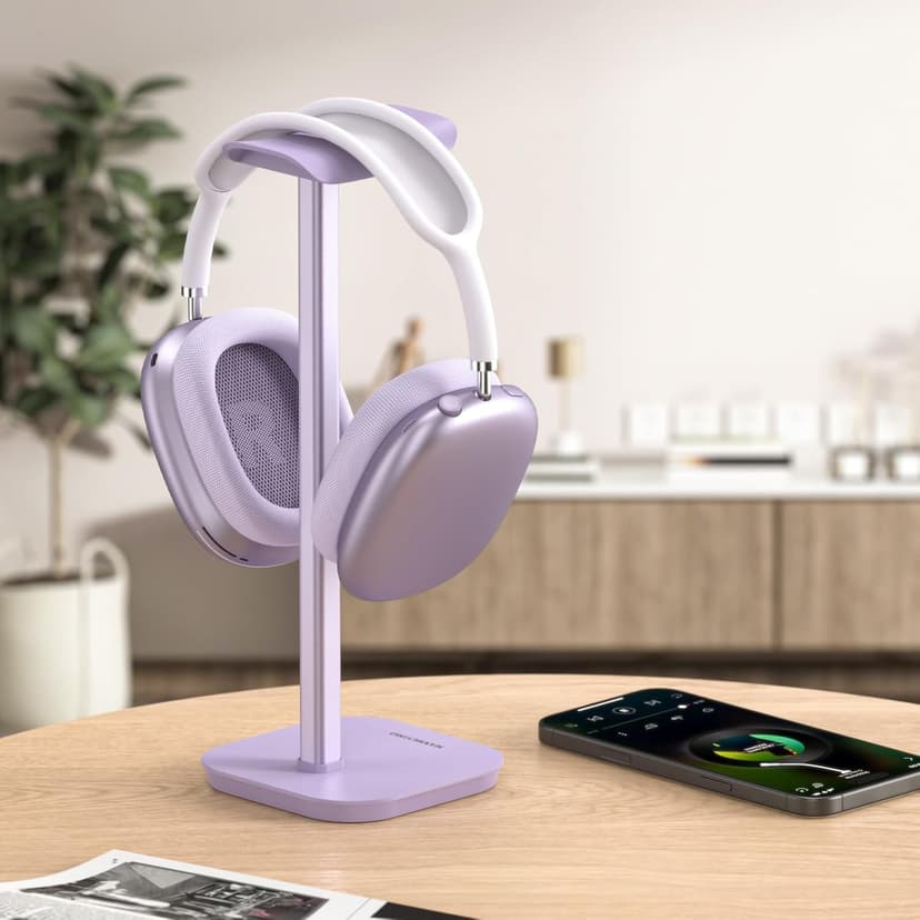 Headphone Stand, Desktop Headset Holder (Purple) Heavy Base Desk Earphone Stand Aluminum Gaming Headset Hanger Rack for AirPods Max, AirPods, AirPods Pro, Beats, Bose