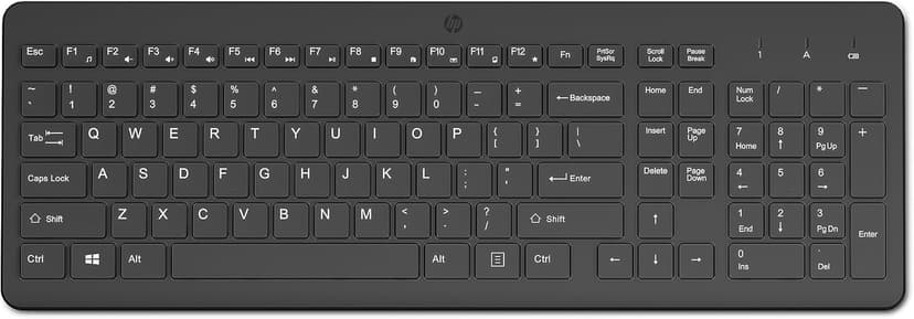 HP 220 Wireless Keyboard - 2.4GHz Connectivity w/Data Encryption - Low-Profile Chiclet Keys - Win/Mac - Laptop, PC Compatible - Shortcut Keys & Num Pad - LED Num, Caps, & Scroll Lock