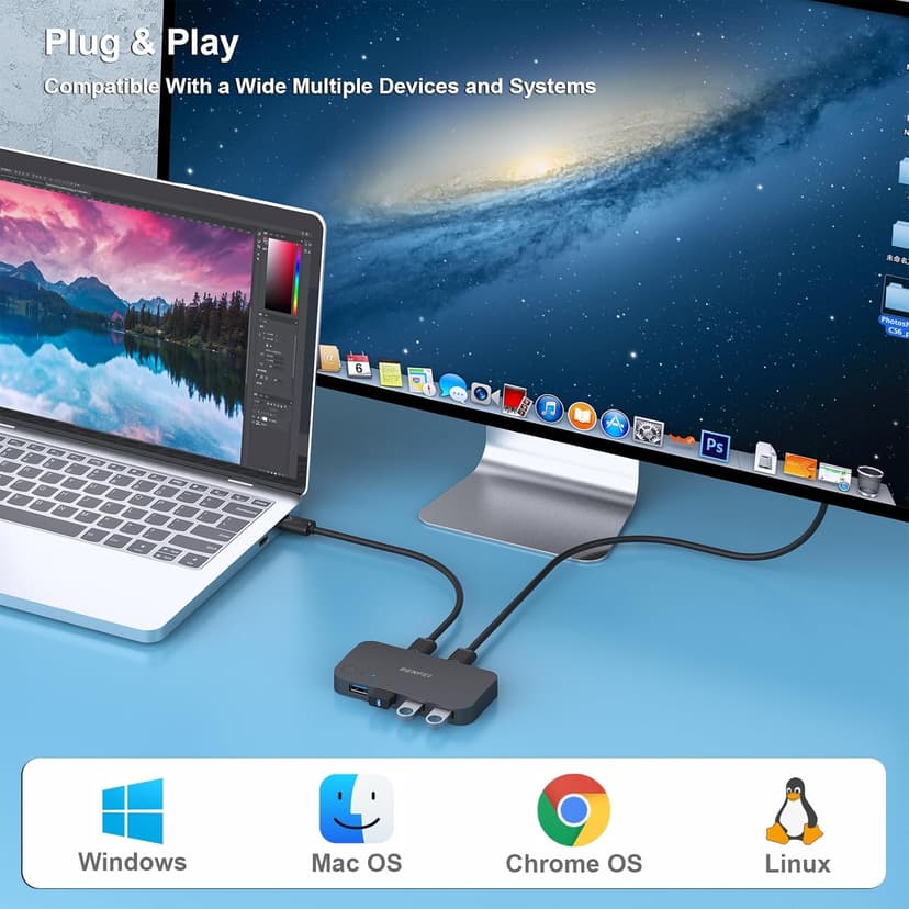 USB 3.0 Switch, USB Switch 2 Computers Share 4 USB for PC, Mouse, Keyboard, Printer, Scanner, USB KVM Switch Selector Compatible with Windows, Mac, Linux