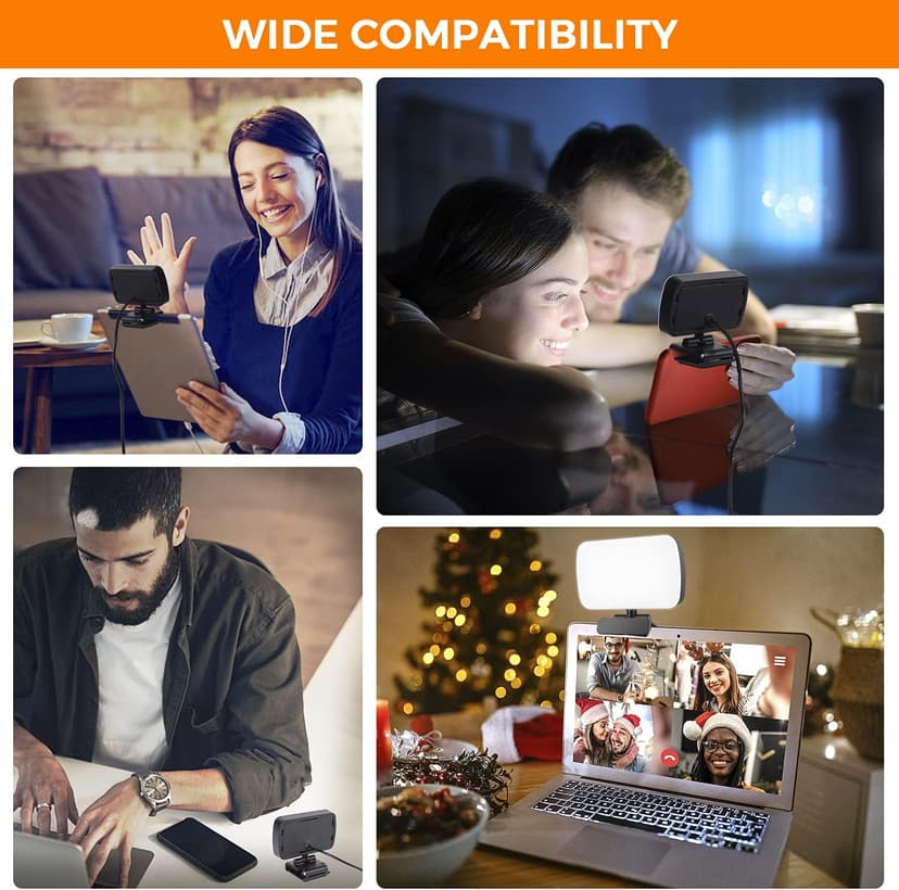 Video Conference Lighting, Webcam Lighting for Remote Working, Zoom Lighting for Laptop/Computer, Zoom Calls, Live Streaming, Self Broadcasting, Video Light for Zoom Meeting with Sturdy Clip