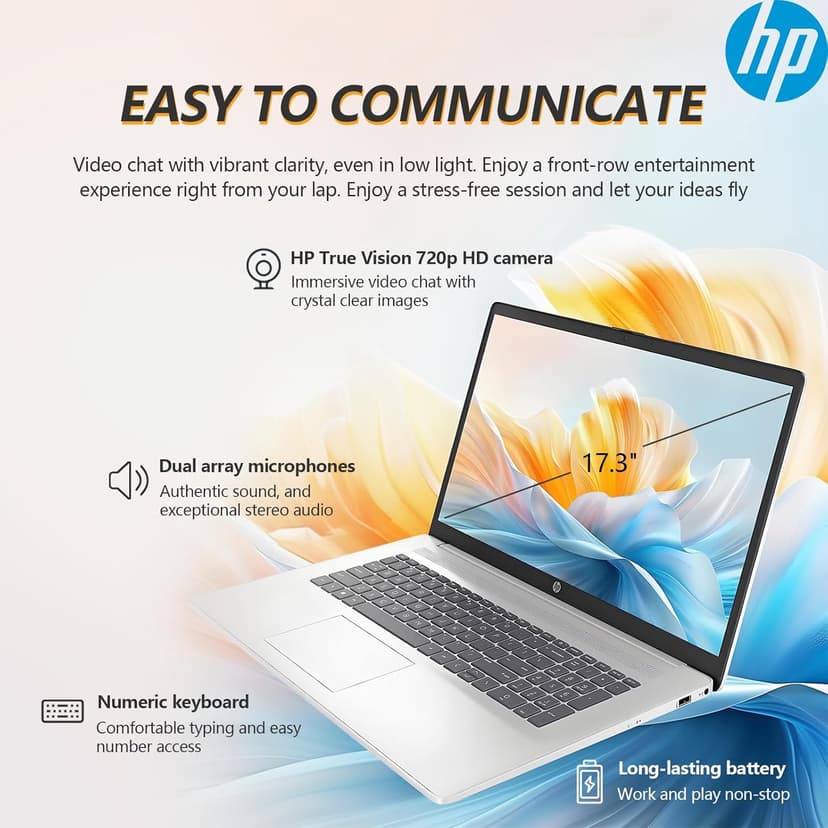 HP 2025 17 Inch Touchscreen Laptop Computer, 17.3 HD+ Touch Screen, Intel Core i3 (8-Cores), 32GB RAM 1TB SSD+128GB UFS, Windows 11 Pro Lifetime Office, Number Pad UBS-C
