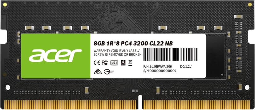 Acer SD100 8GB RAM DDR4 (1x8GB) Laptop Ram 3200 MHz SODIMM PC4-2500 CL22 Memory 1.2v - BL.9BWWA.206
