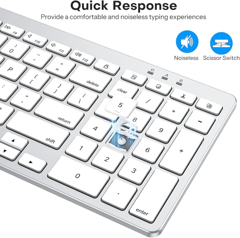 OMOTON Wired Keyboard Compatible with Mac, with Dual Interface (USB and Type-C), Numeric Keypad Compatible with MacBook Pro/Air, iMac, Mac mini/Pro Laptop, Silver