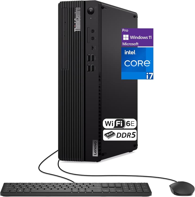 Lenovo ThinkCentre M70s Gen 5 SFF Intel i7-14700, 16GB DDR5 RAM, 512GB SSD, Wi-FI 6E + BT, RJ-45, HDMI, DP, Wired KB & Mouse, Windows 11 Pro, Business Desktop - Black