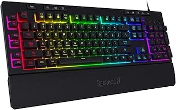 Redragon K512 Shiva RGB Backlit Membrane Gaming Keyboard with Multimedia Keys, Linear Mechanical-Feel Switch, 6 Extra On-Board Macro Keys, Dedicated Media Control, Detachable Wrist Rest