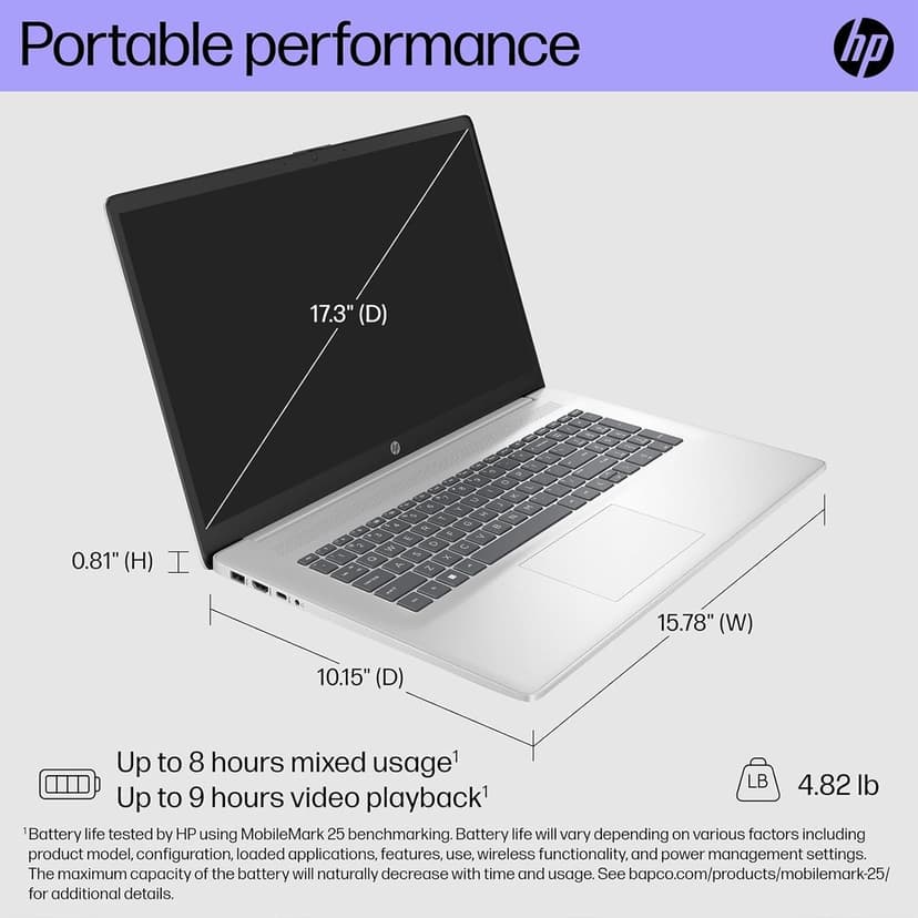 HP 17.3" Touchscreen Laptop, AMD Ryzen 5 7530U, 32GB DDR4 RAM, 1TB SSD, ‎AMD Radeon Graphics, Bluetooth, WiFi 6, HDMI, Numeric Keypad, Webcam, Windows 11 Pro