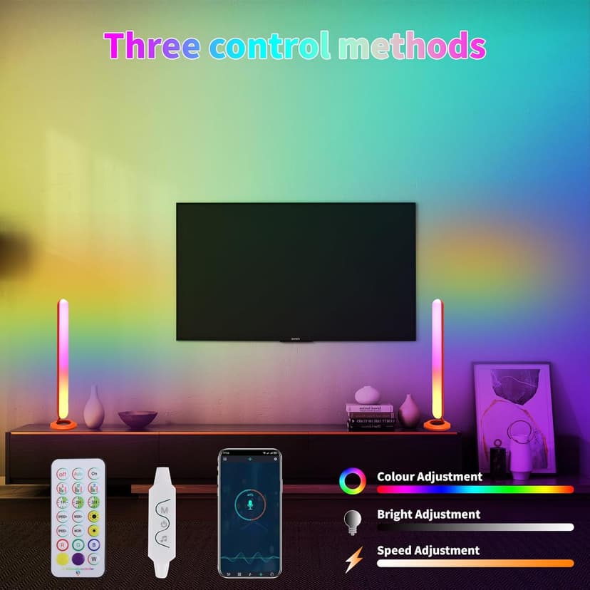 RGB LED Light Bar for Gaming Setup: Smart Music Sync TV Backlight with 16 Million Colors & 200+ Modes - USB Powered Ambient Lighting