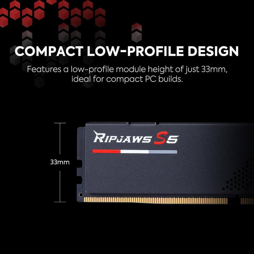 G.SKILL Ripjaws S5 Series (Intel XMP 3.0) DDR5 RAM 64GB (2x32GB) 5600MT/s CL30-36-36-89 1.25V Desktop Computer Memory UDIMM - Matte Black (F5-5600J3036D32GA2-RS5K)