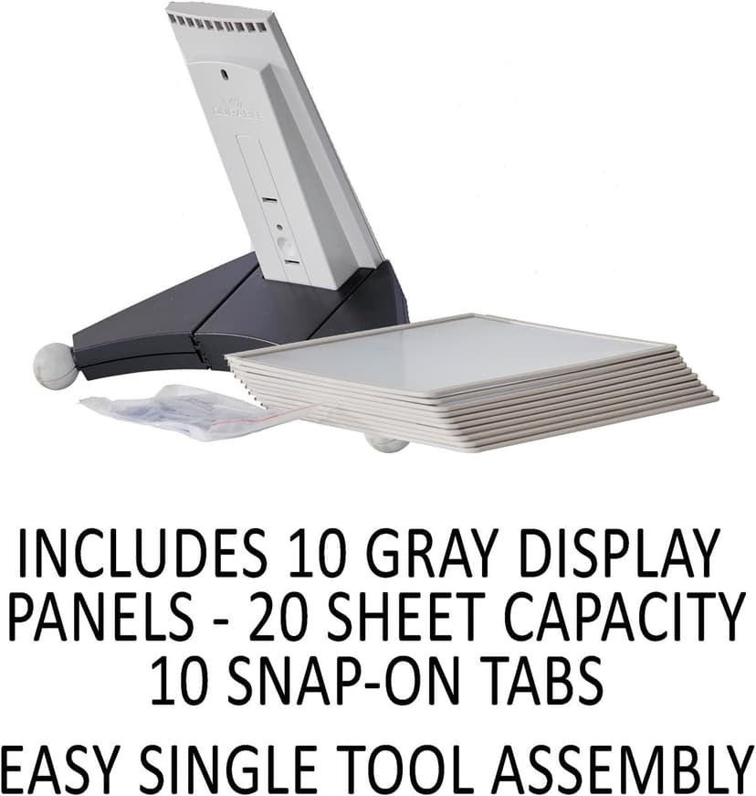 Durable Desktop Reference System with 10 Double-Sided Panels - Letter-Size 8.5" x 11" Inches - Gray SHERPA Design - Desk Reference Organizer