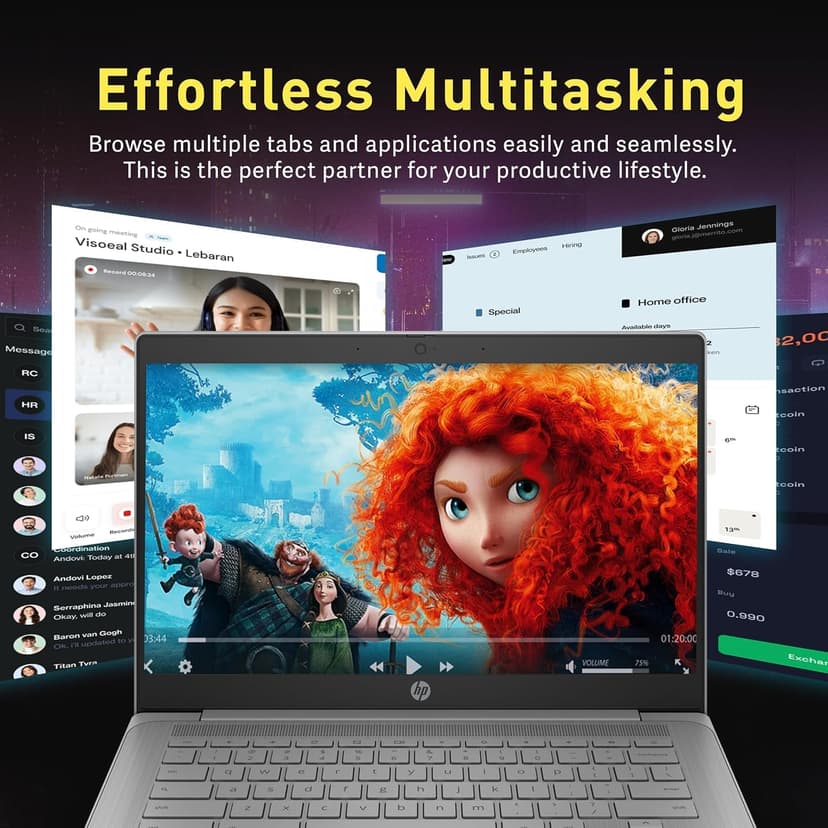 HP Chromebook 14" HD Flagship Laptop for Student Business, Quad-Core Celeron N4120 Processor, 4GB RAM, 192GB Storage (64GB eMMC + 128GB Card), Webcam, WiFi, Long Battery, Chrome OS+HubxcelAccessory