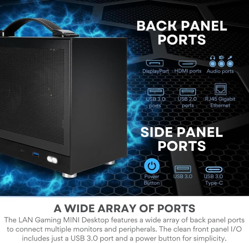 LAN Gaming Desktop (8.1L Small & Light, RTX 5070 12GB, AMD Ryzen 7 8700F, 32GB DDR5 RAM, 2TB NVMe SSD, Internal WiFi + Bluetooth, Windows 11 Pro) Best Mini ITX SFF Computer (Black)