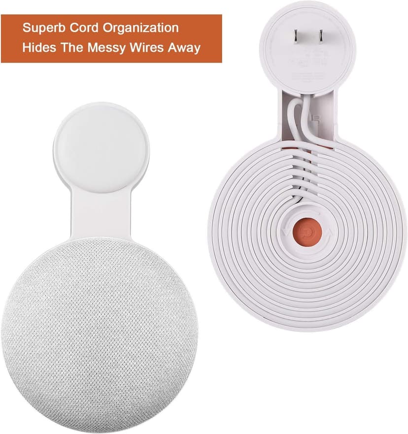 Google Home Mini Wall Mount Holder, Space-Saving Design AC Outlet Mount, Perfect Cord Management for Google Home Mini Voice Assistant 1st Gen Only (White,1 Pack)…