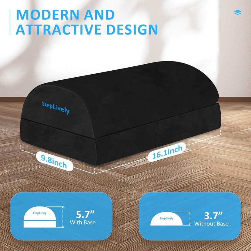 Foot Rest for Under Desk at Work, Comfortable Foot Stool with 2 Adjustable Heights, Footrest with Washable Cover, for Back & Hip Pain Relief, Suitable for Office, Home and Car (Black)