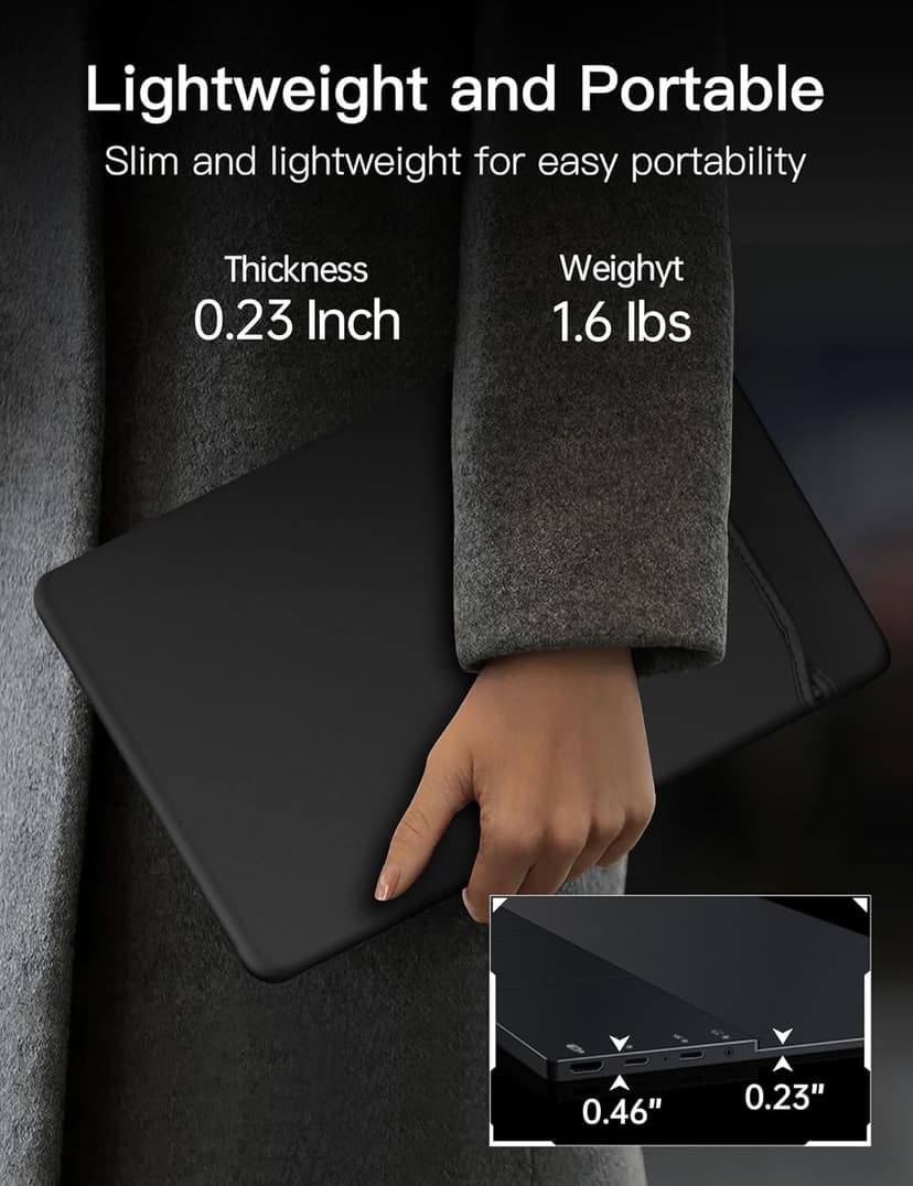 Portable 2K 144Hz Monitor, 16" 2560x1600 QHD Gaming HDR FreeSync, Ultra Slim Travel Screen w/Kickstand & Speaker for Laptop Switch Xbox PS5/4