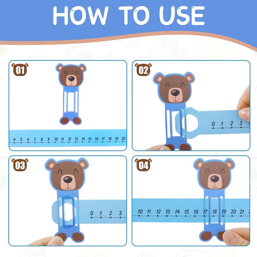 Eersida 24 Pcs Slide and Learn Number Lines 0 to 30 PVC Math Number Line for Student Animal Positive Integers Slide Rules Childhood Education Materials for School,16.5 x 1.5 Inch(Bright Colors)